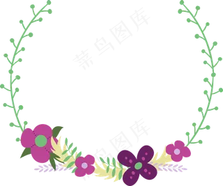 小清新|花鸟圆形边框