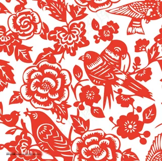 剪纸古典花纹矢量图