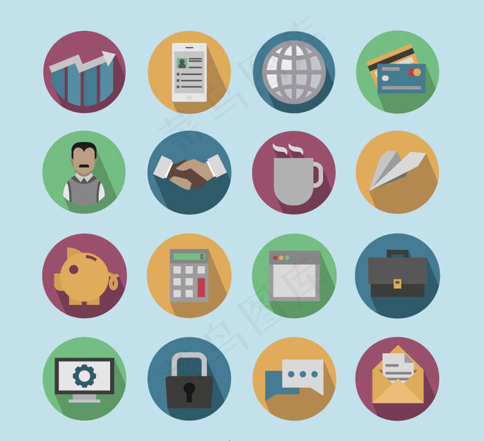 16款复古商务图标矢量素材