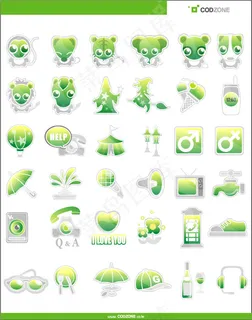 绿色可爱矢量图标素材