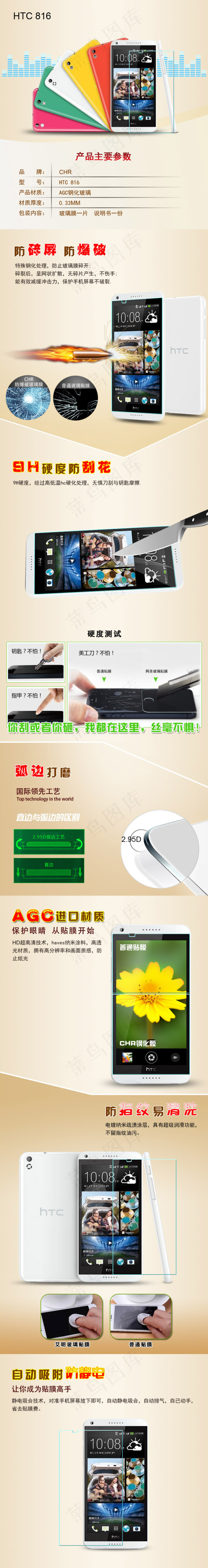 手机玻璃膜淘宝详情页设计psd模版下载