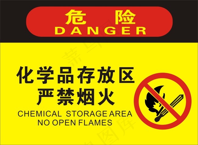 化学品存放区严禁烟火危险提示牌cdr矢量模版下载