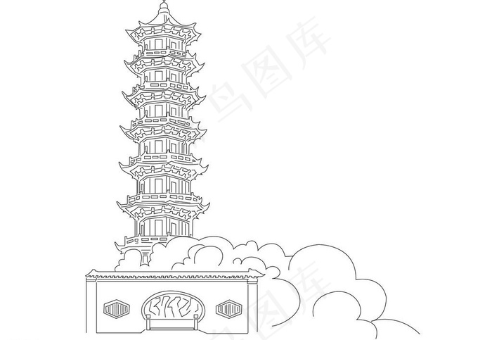 福清福云塔图片ai矢量模版下载