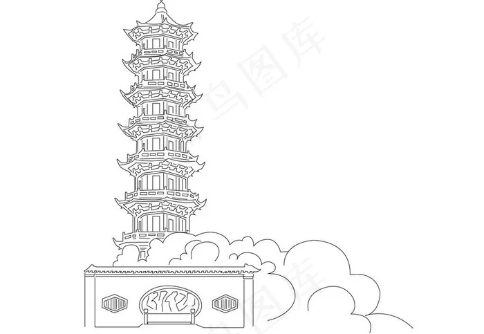 福清福云塔图片ai矢量模版下载