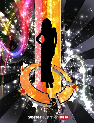 炫丽夜店美女party背景矢量素材