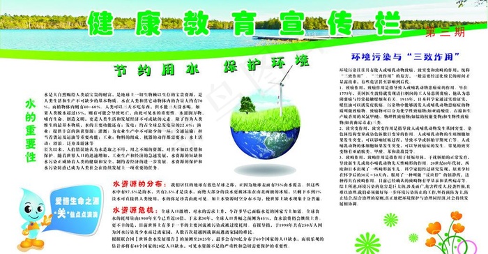 节约用水 环境保护 健康教育 展板...cdr矢量模版下载
