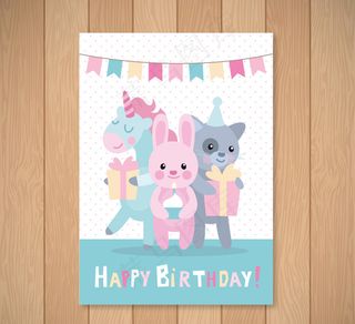 可爱动物的生日卡片