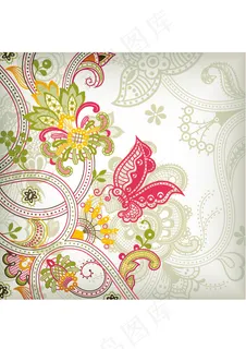 蝴蝶唯美手绘花纹底背景 蝴蝶唯美手绘花纹底背景