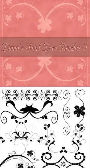 卷曲欧式花纹笔刷螺旋状花纹笔刷装饰...