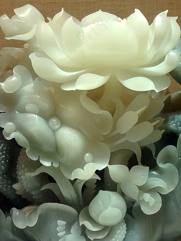中式玉雕荷花玄关