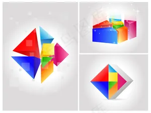 七彩立体几何图形背景矢量素材