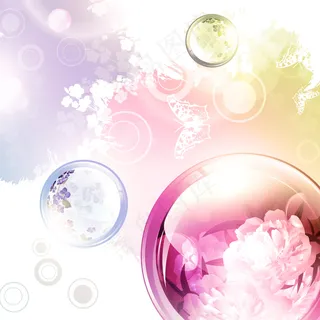 绚丽梦幻花卉背景矢量