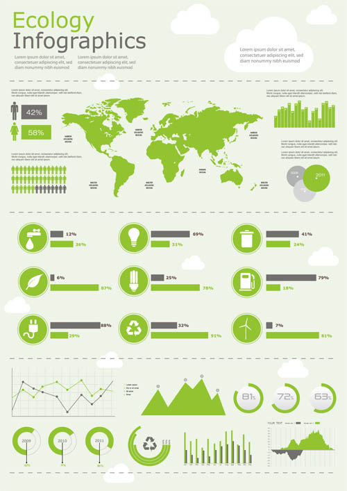 绿色信息图表矢量素材