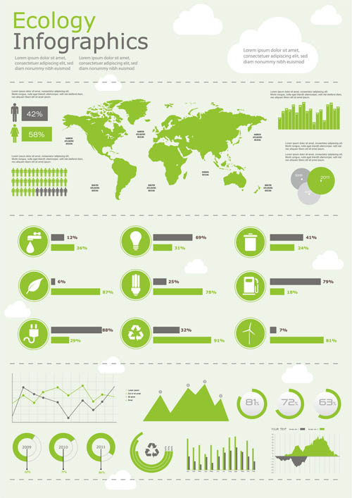 绿色信息图表矢量素材eps,ai矢量模版下载