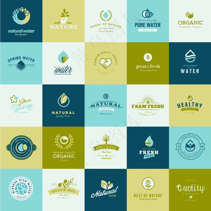植物环保企业餐饮行业logo标志徽章eps,ai矢量模版下载