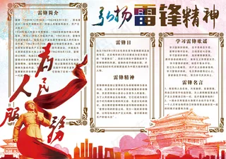 雷锋月学习雷锋精神电子小报模板