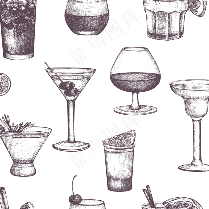 手绘饮料水杯矢量素材