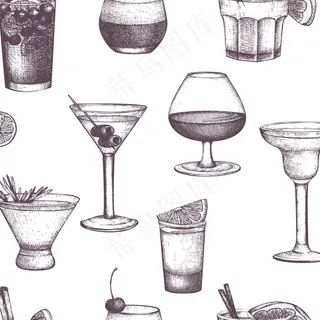 手绘饮料水杯矢量素材