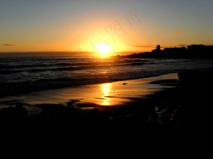 海岸落日图片
