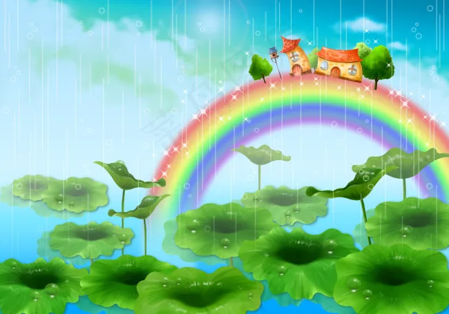 雨天的荷塘psd模版下载