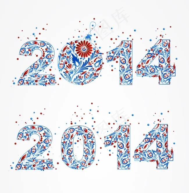 2014花纹设计字体eps,ai矢量模版下载