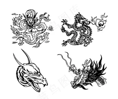 龙腾图案矢量图