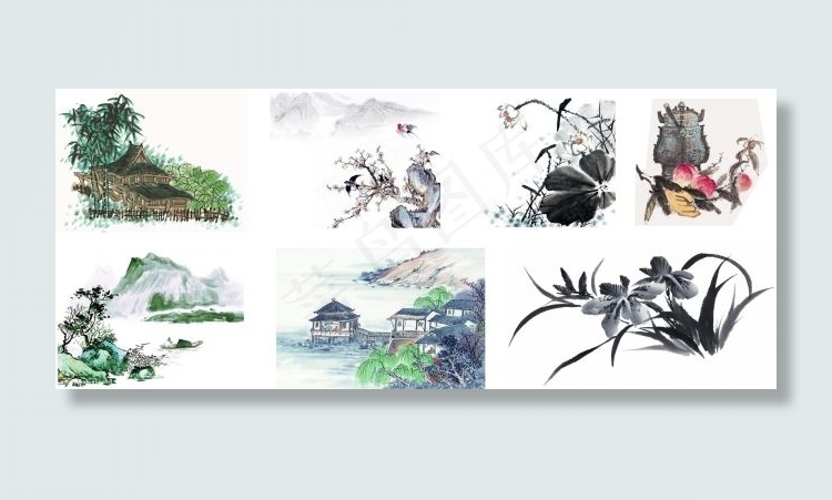 水墨画cdr矢量模版下载