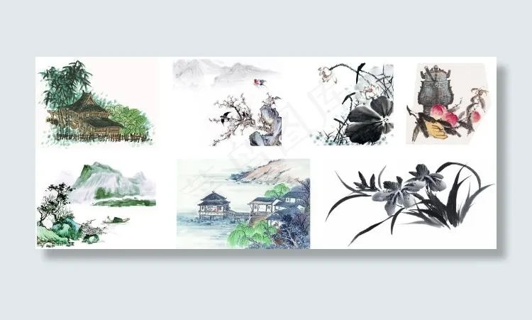 水墨画cdr矢量模版下载