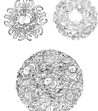 植物 瓜果纹 桃子 蝙蝠 古典花纹...