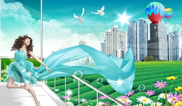 清新茶田图片(3053X1955(DPI:300))psd模版下载