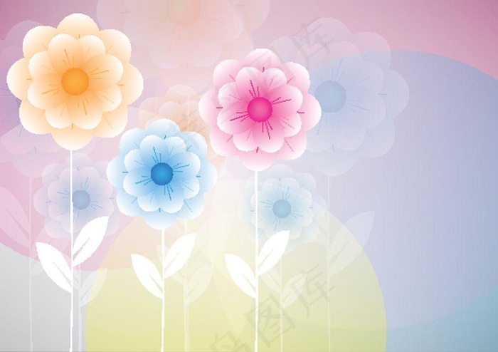 抽象梦幻鲜花花朵矢量图素材ai矢量模版下载