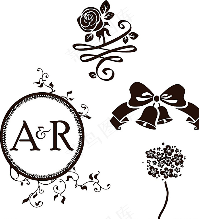 玫瑰花 圆形婚礼花纹图片