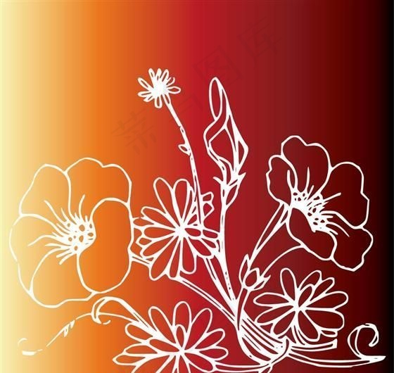 矢量花朵 花卉 线描 牵牛花 矢量...ai矢量模版下载
