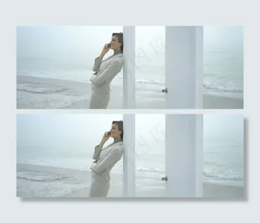 海滩上的成功女人高清图片