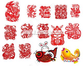 中国传统2011兔年剪纸PSD素材