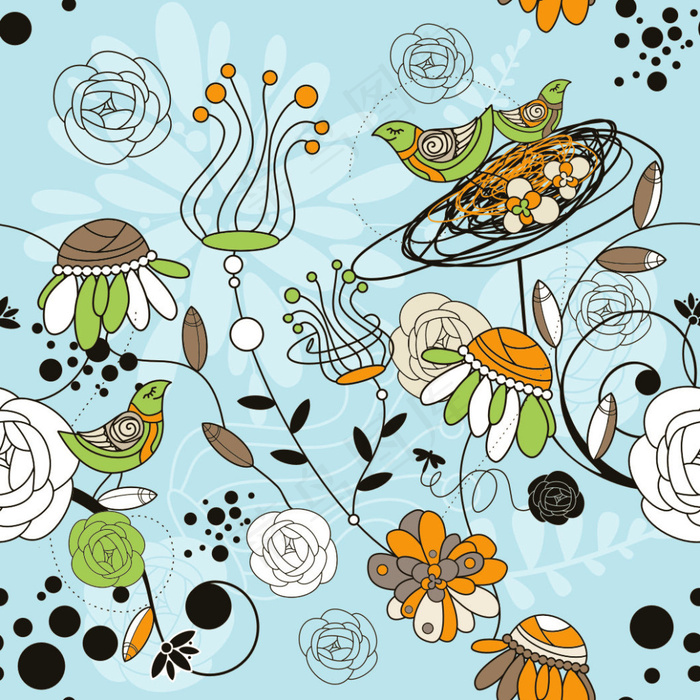卡通花纹系列之春天的素材