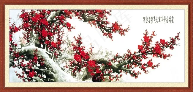 国画梅花(4252X2025(DPI:72))psd模版下载