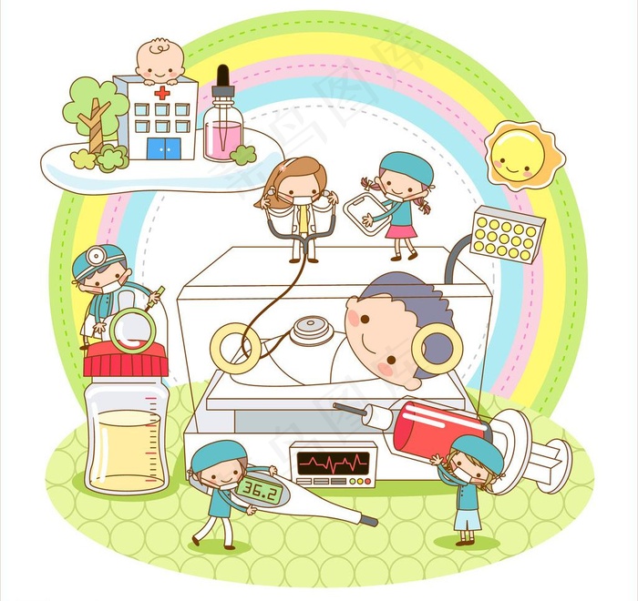 妇产科婴儿出生图片eps,ai矢量模版下载