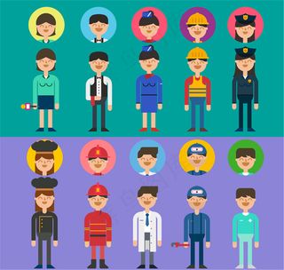10款职业人物与头像矢量图