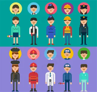 10款职业人物与头像矢量图
