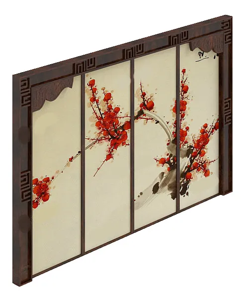 中式背景墙模型