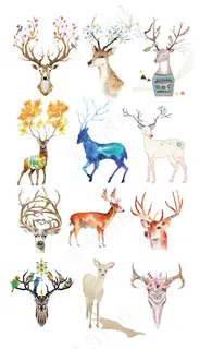 唯美手绘文艺清新森系小鹿素材 唯美手绘文艺清新森系小鹿素材