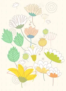 矢量树叶花朵图案