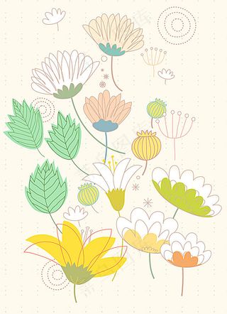 矢量树叶花朵图案