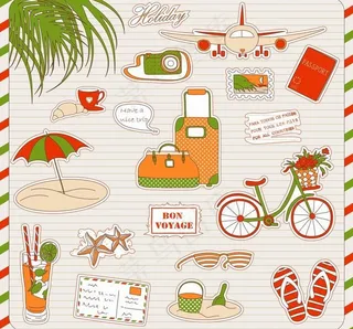 夏日沙滩度假用品图片