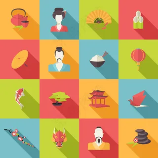 日本文化风格旅游主题图标