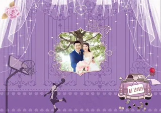 紫色婚礼背景图
