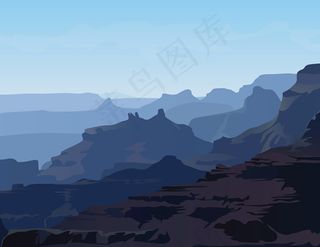 层层叠叠山麓风光矢量图