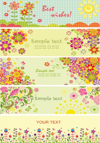 缤纷花卉横幅设计矢量素材