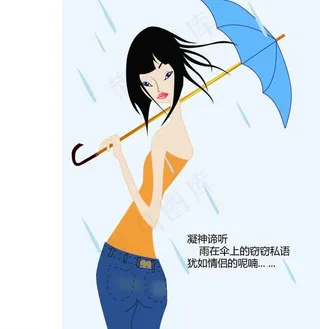 打伞的美女图片